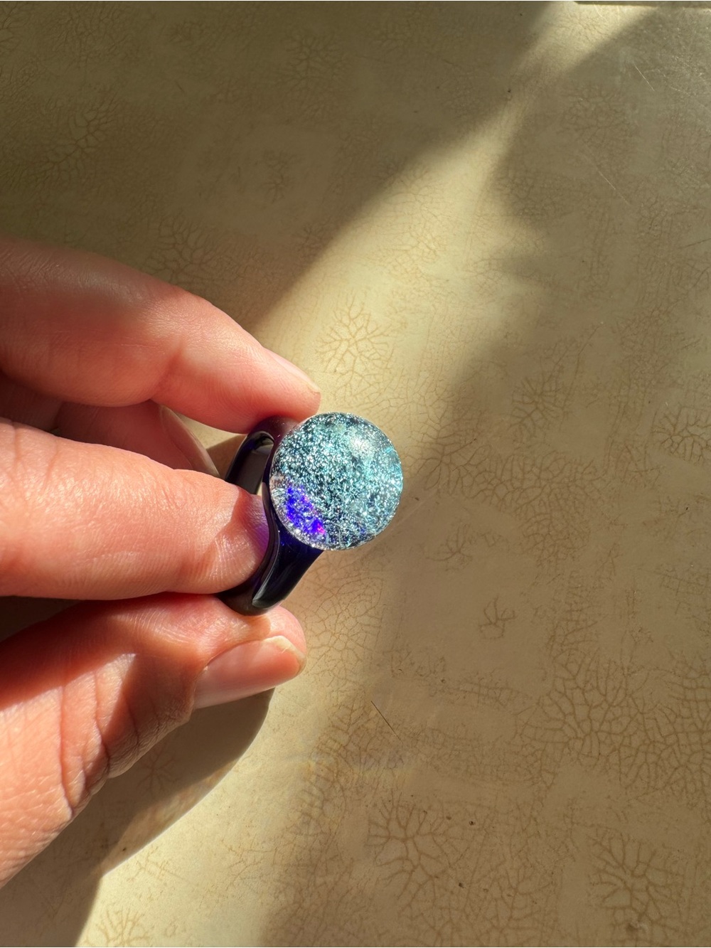 Hand Blown Glass Ring - size 8